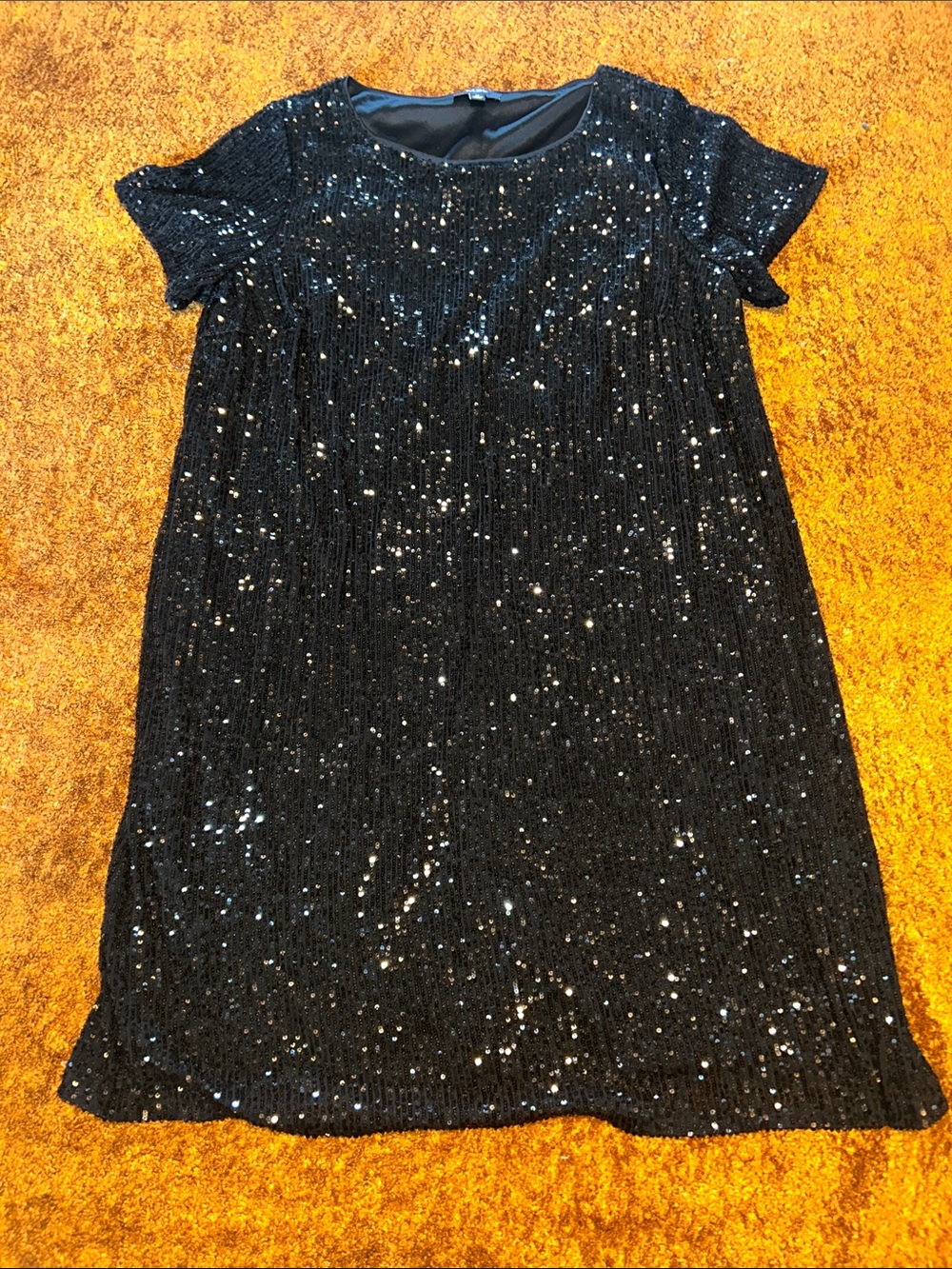 MSK Black Sequin Midi Shift Dress